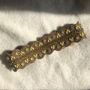 anthropologie gold and yellow beaded trim belt